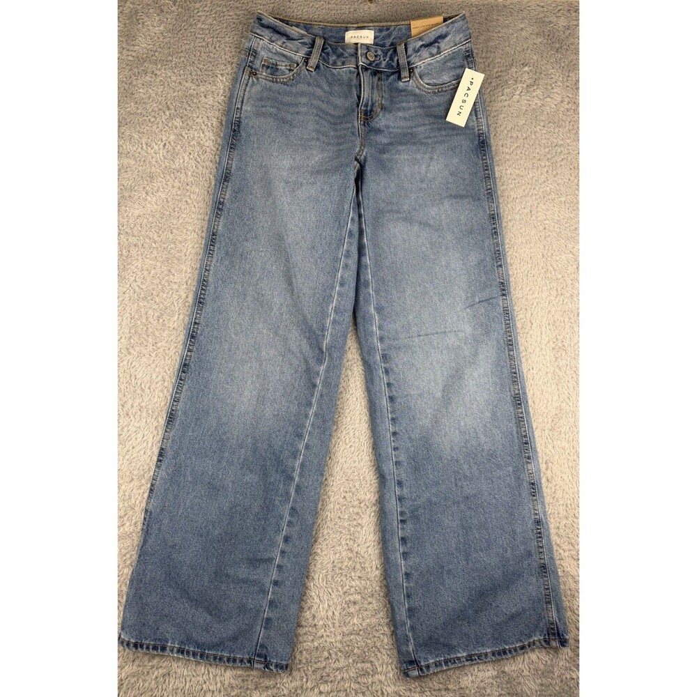 PacSun Casey Low Rise Baggy Jeans Womens 23 Wide Leg Blue Light Wash NWT Y2K